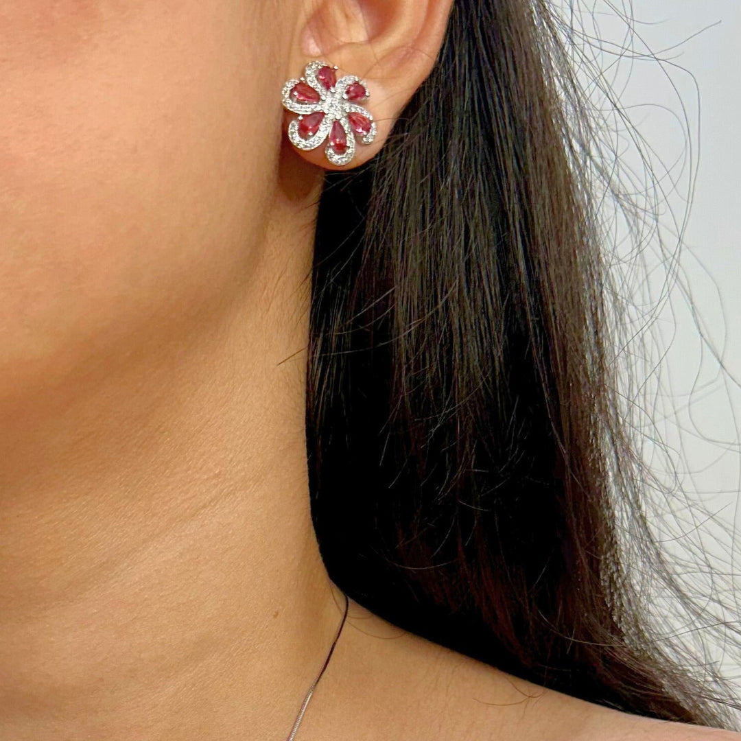 Floral Zircon Earrings