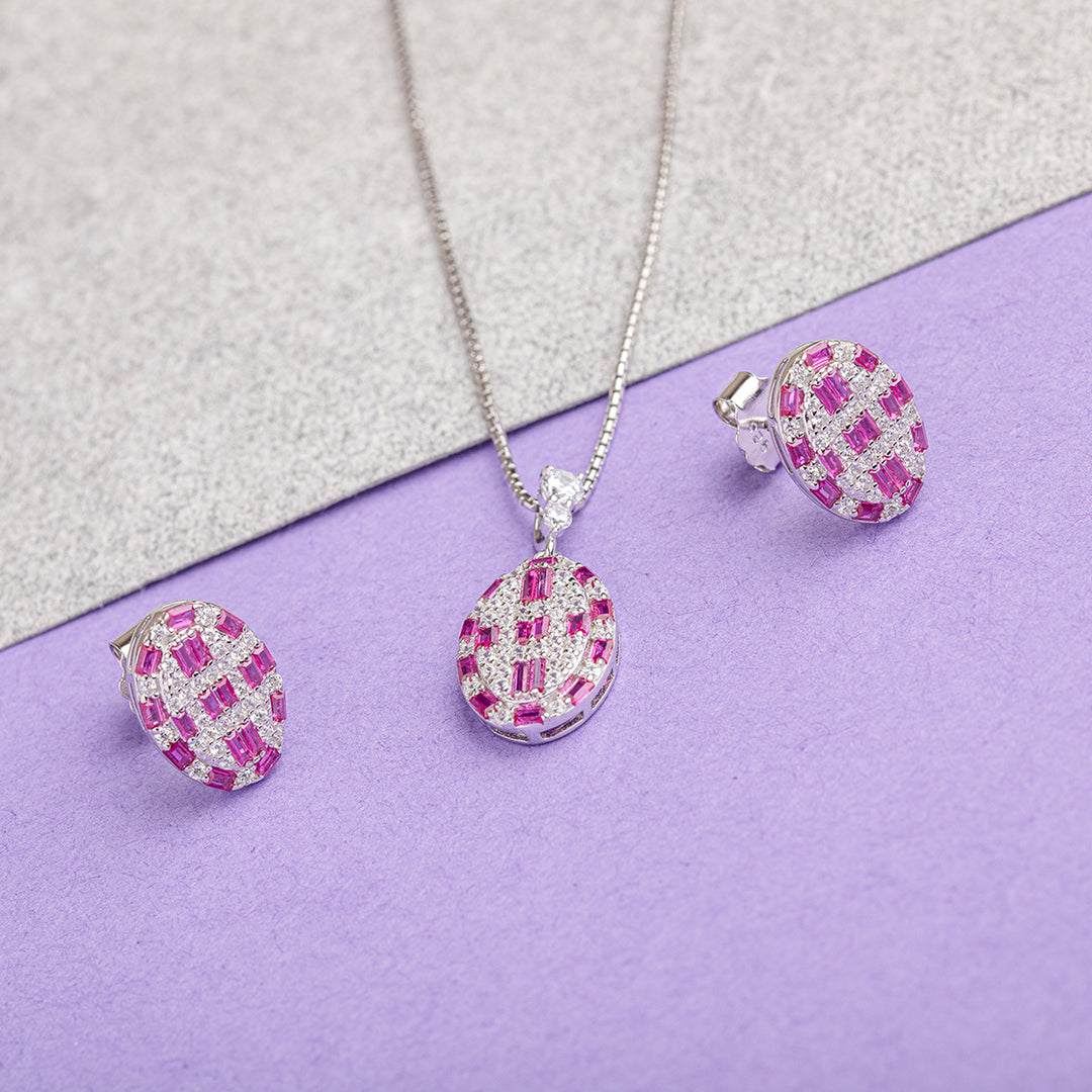 Ruby Pressing Stone Earrings