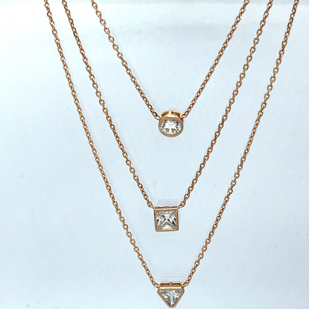 Triple Layered Solitaire Necklace