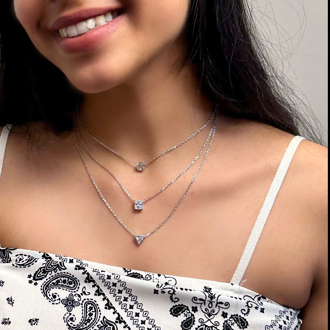 Triple Layered Solitaire Necklace