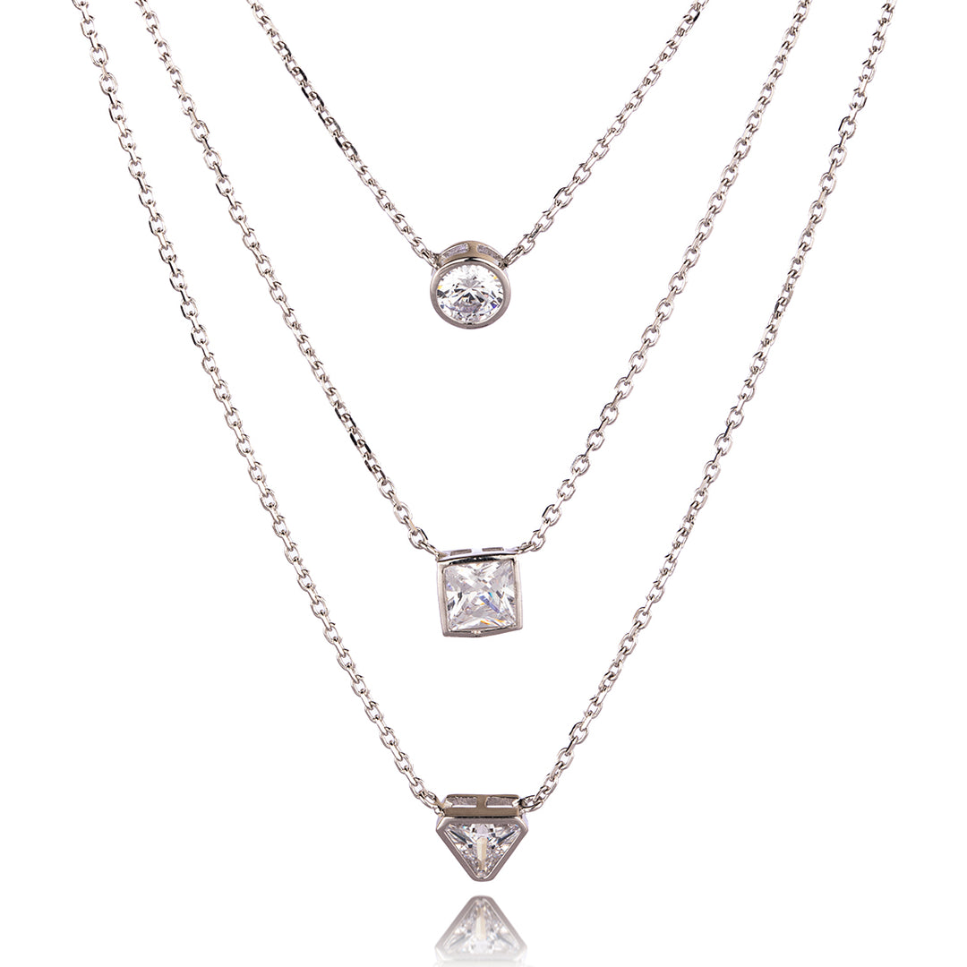 Triple Layered Solitaire Necklace