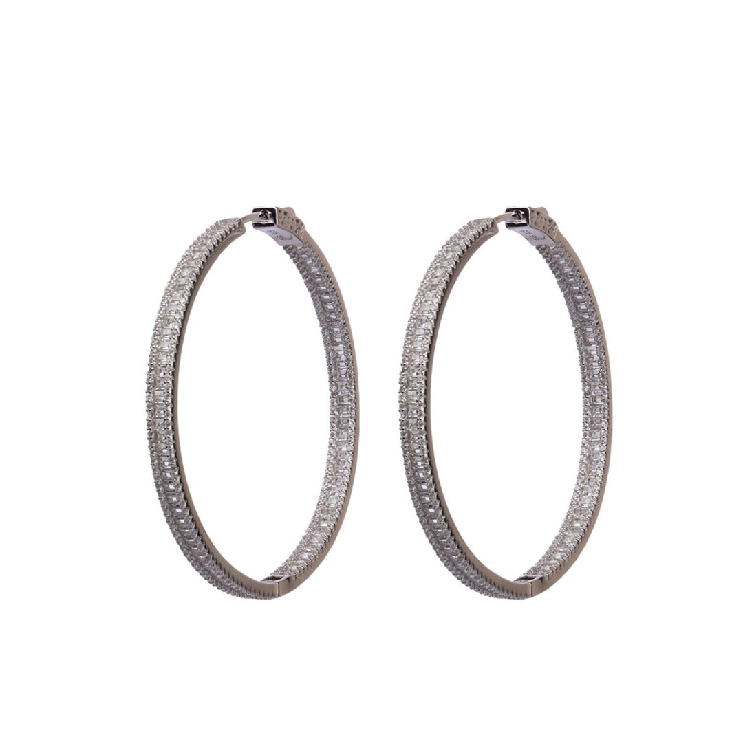 Silver Baguette Hoops (small)