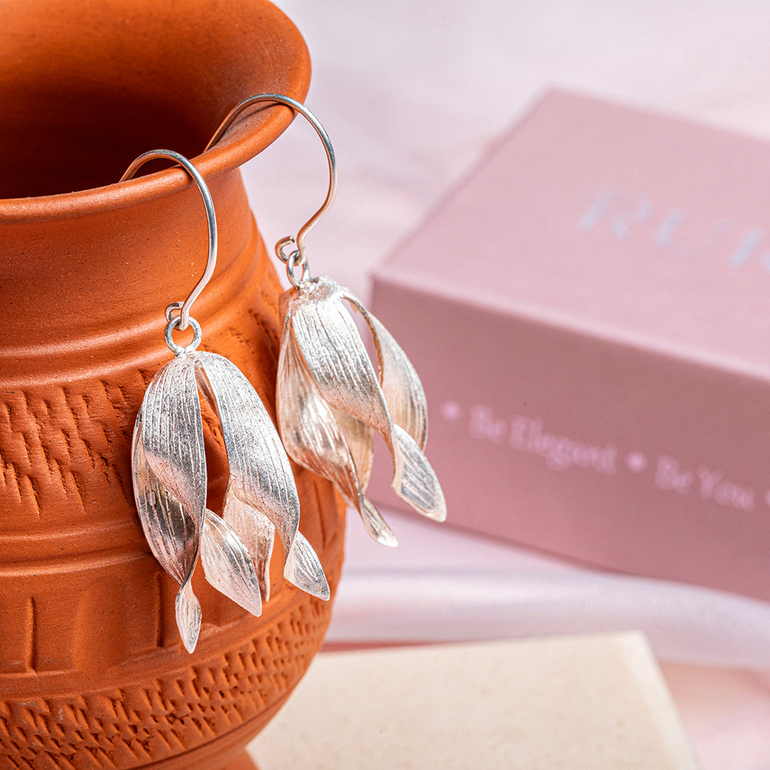 Etched Satin Flower Earrings